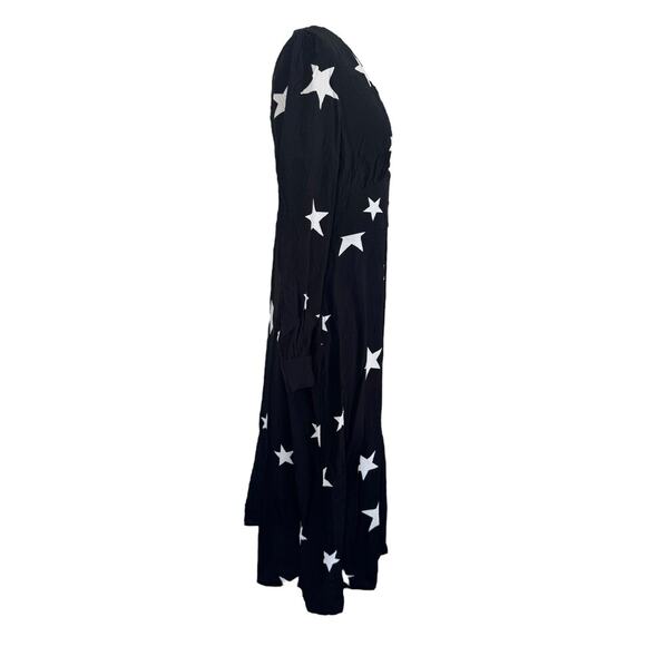 NOBODY’S CHILD Black & White Star Siri Midi Dress Boho Chic Whimsical Goth Sz 8 - Picture 6 of 12